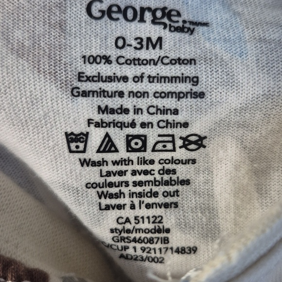 George 100% Cotton 2 Pack Tropical Leaf And Stripes Baby Romper Set - Picture 4 of 4